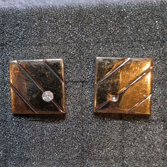 VTG Cufflinks Swank Silver Gold Tone 4 Pair. Mother Of Pearl, Rhinestone, Inlay - Picture 4 of 6